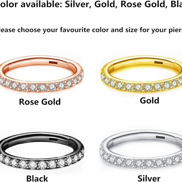 Clear CZ Nose Rings & Earrings - 316L Surgical Steel - Cartilage, Conch, Daith, - Picture 6 of 7